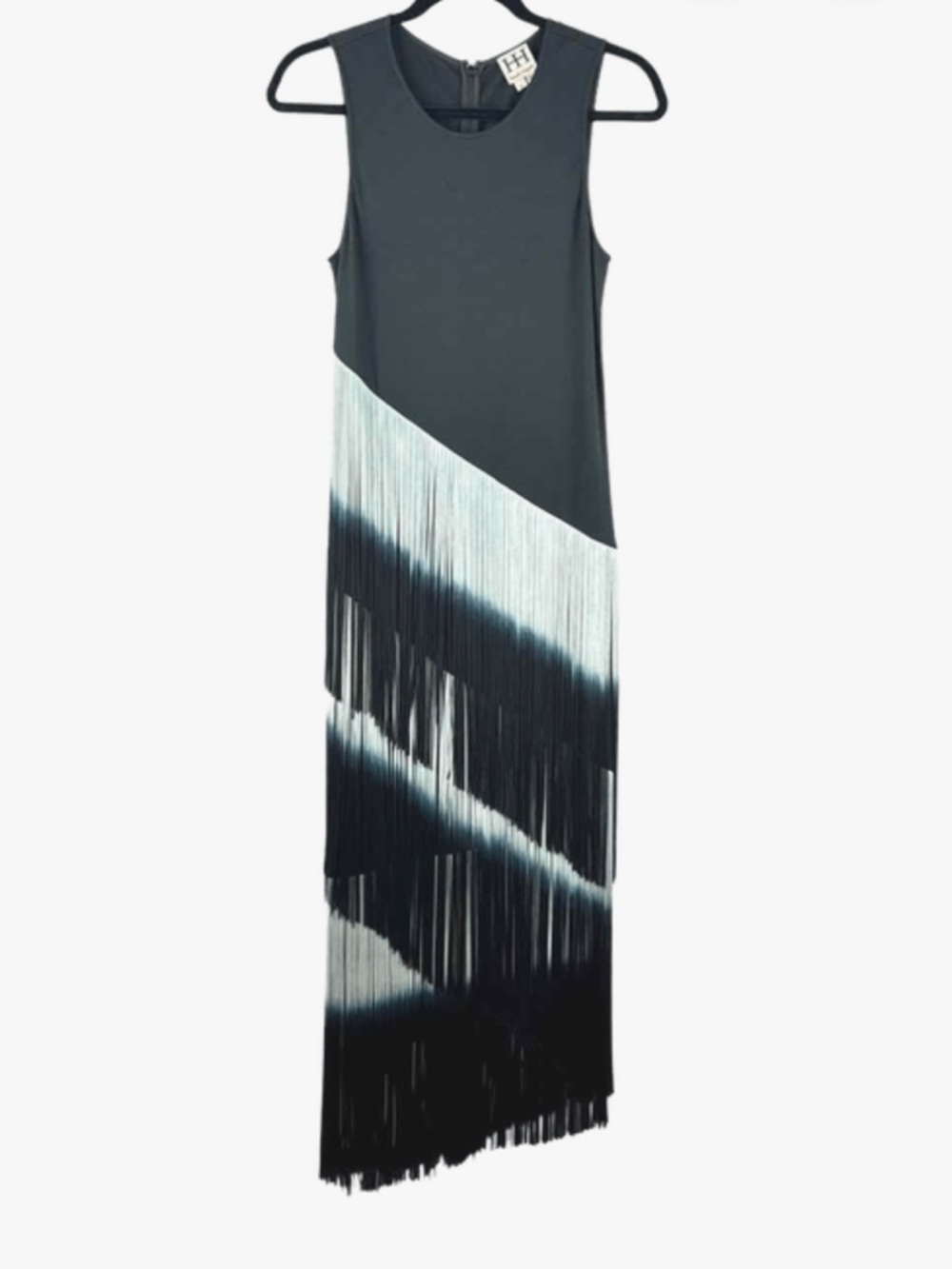 Haute Hippie Black and White Fringe Maxi Dress